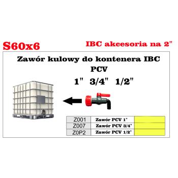 Zawór kulowy do kontenera IBC 1cal(PVC)